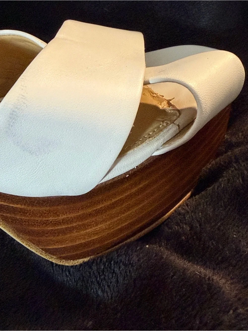 Michael Kors White Leather Cross-Strap Platform Sandals-size 10-Good Cond.